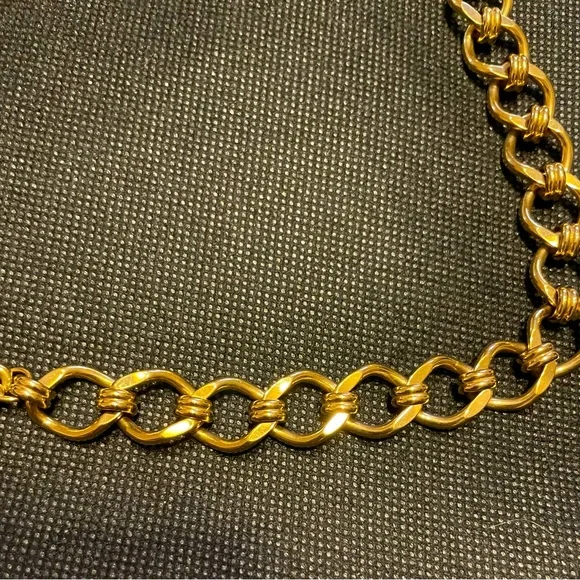 Vintage Signed Monet Choker Necklace Link Wide Curb Chain 18” - Picture 6 of 6